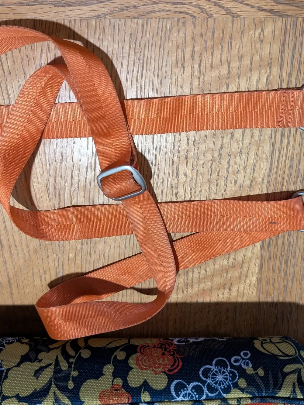 Haiku Navy Floral Sachel with Orange Embroidery and Orange Handles